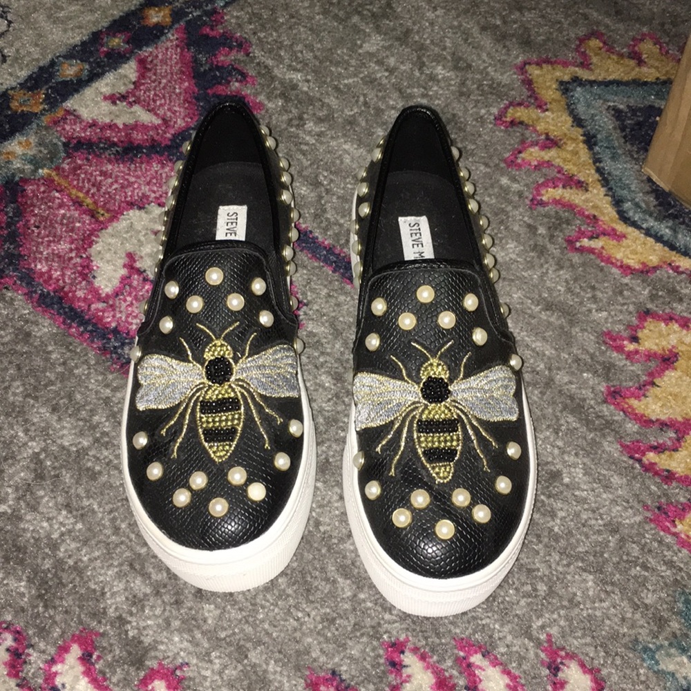 Steve Madden Black and Gold Embellished Sneakers